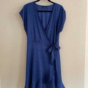 Tiana B Women's Cap Sleeve Animal Print Satin Wrap Dress - Size 12